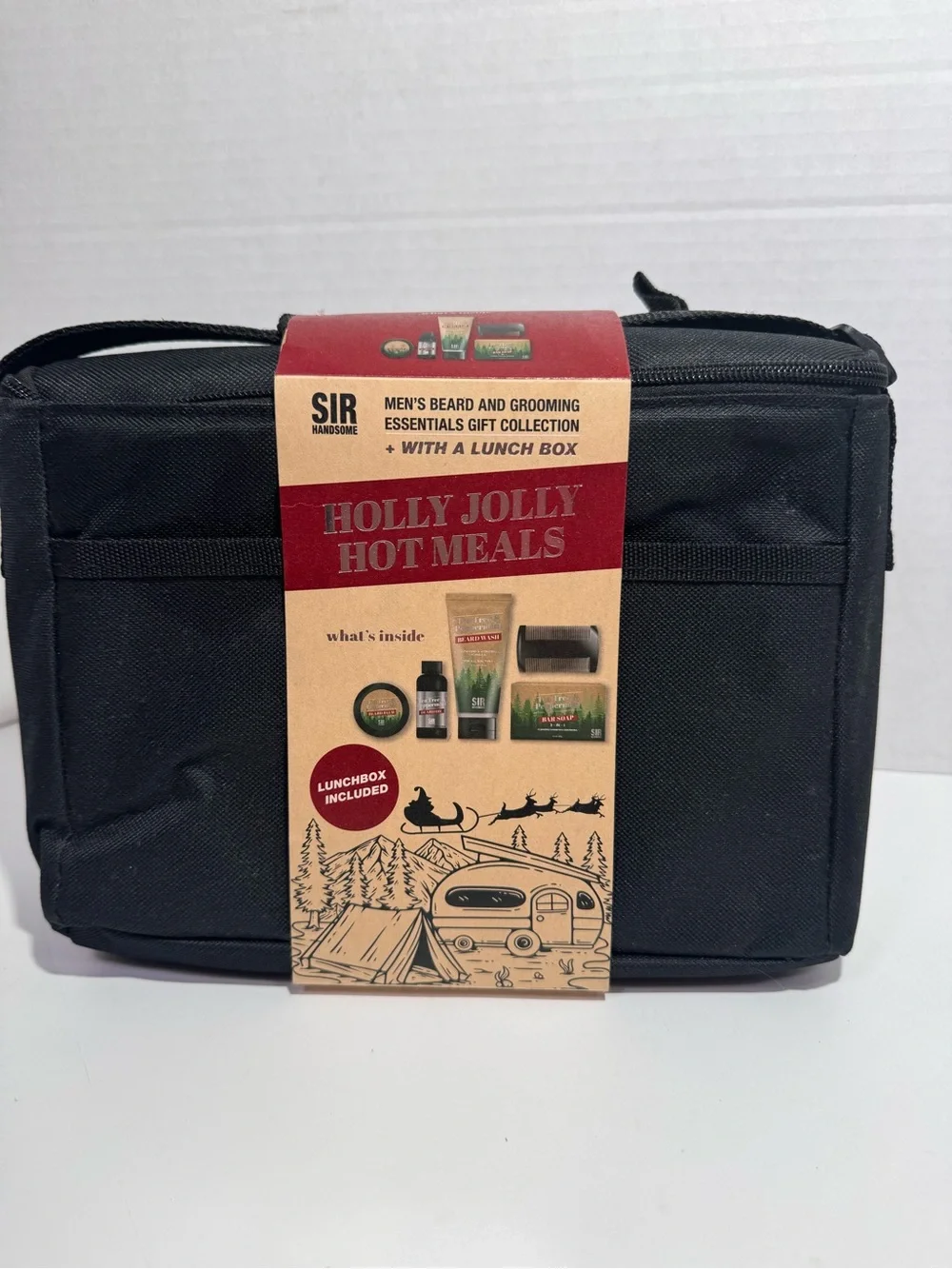Holly Jolly Hot Meals Black Men’s Lunchbox Grooming Kit Holiday, Gift, Party